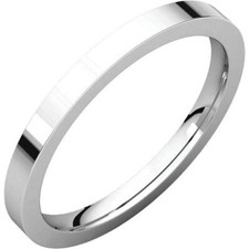 2mm 14K Solid White Gold Plain Flat Comfort Fit Wedding Band Ring All Sizes