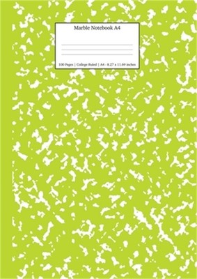 Marble Notebook A4: Green Marble College Ruled Journal (Paperback or Softback)