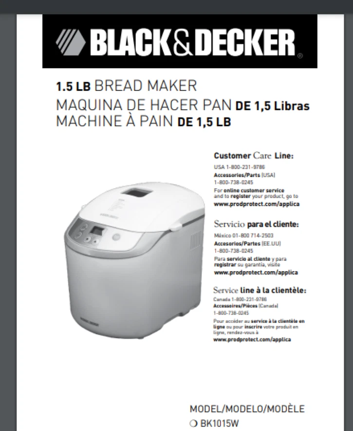 black & decker bread maker
