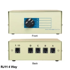 KNTK RJ11 4 Way Data Transfer Switch Box Rotary Type 11 Pin Telephone Phone Jack
