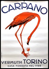 1972 * Manifesto Poster Originale "DUDOVICH - Carpano Vermuth Torino - Flamingo