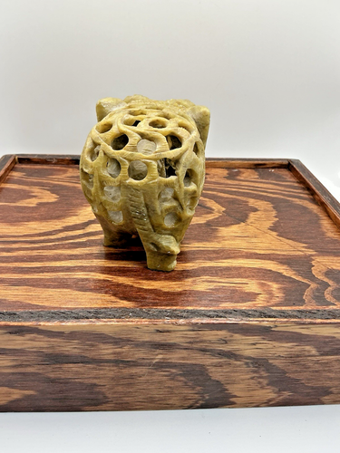 Vintage Hand Carved Soapstone Mother Elephant Sculpture W Baby Inside Figure - Picture 10 of 14