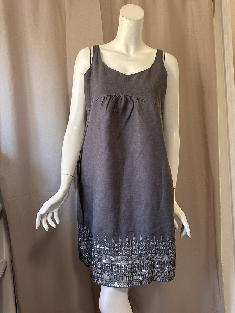 Eileen Fisher Women Gray Linen sleeveless Dress size 6/S