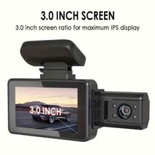 3 Inch 1080P Dual Lens Dash Camera For Cars, Front And Inside, Full HD 1080P