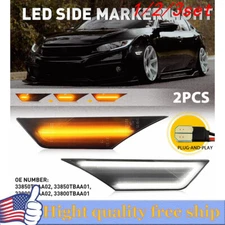 2/4x For 2016-2021 Civic Honda Side LED Marker Lights Turn Signal DRL Lamps Pair