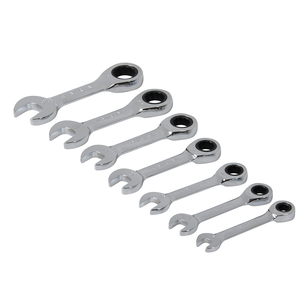 Profi Kurze Ratschenschlüssel 8–19 mm Set Ratsche Kurz Schlüssel Gabelschlüssel