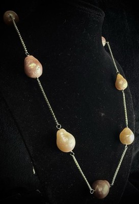 925 Sterling Silver CHAIN W/ Honora Real Multi-Color Pearl Necklace 28'' NIB