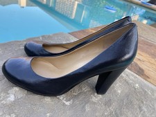 Nine West Round Toe Black Leather Pumps 7 7M