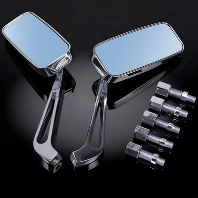 Pair 8mm 10mm Motorcycle Rear View Mirrors For Harley Suzuki Honda Yamaha Bike