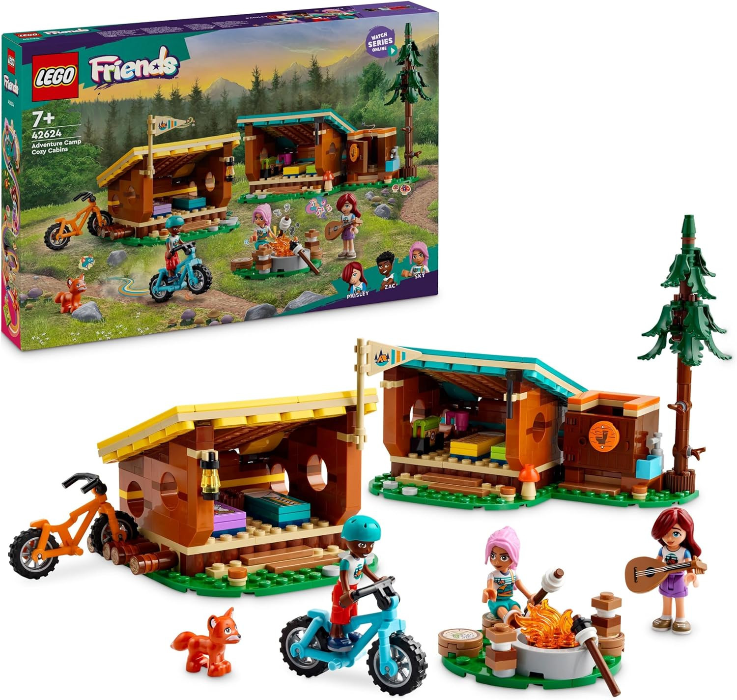 LEGO Friends 42624 Adventure Camp Cozy Cabins - Set Costruzioni 437 Pezzi