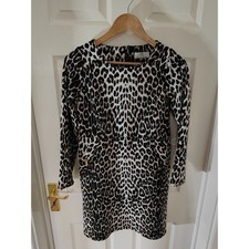 Wallis Petite Dress Womens UK 8 Animal Print Bodycon Stretch Midi