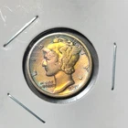 1923 Mercury Dime Almost Uncirculated Condition Colorful Rainbow Toning Wow