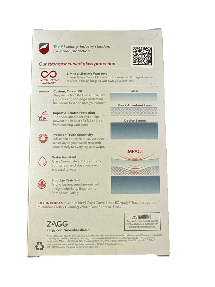 Invisible Shield Glass Curve Elite Apple Watch Series 3 42mm Screen Protector - Image 2 of 2