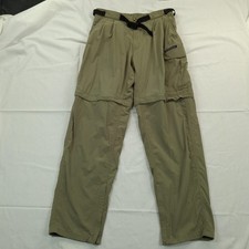 ExOfficio Mens Medium Olive Green Zip Off Convertible Pants Hiking Travel Belted