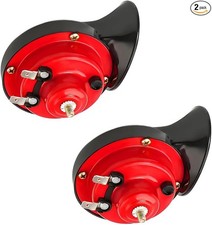 2PCS 300DB Super Loud Train Horns, 12V Waterproof Air Electric Snail Horn Red
