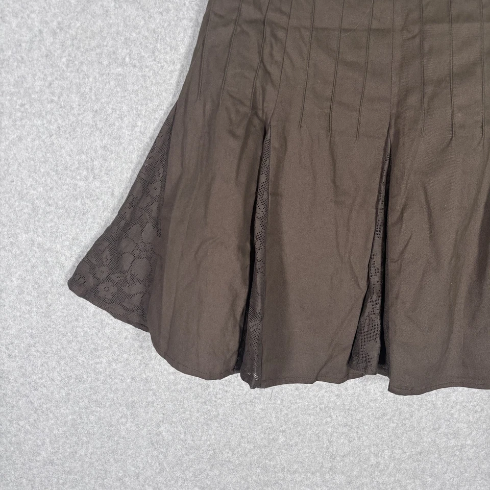 Falda Mix Nouveau Pequeña Marrón Oliva Plisada Encaje Academia Whimsigoth Años 90 Escuela Foto 3 de 4