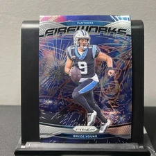 BRYCE YOUNG 2024 PANINI PRIZM FOOTBALL FIREWORKS PANTHERS #14 B Q0797