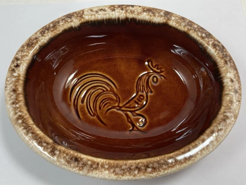 Hull Pottery House 'N Garden Brown Chicken Rooster Salad Dish Bowl 6.5" X 5.25"