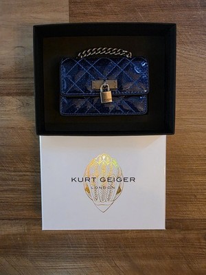 Kurt Geiger NWT  Micro Brixton Quilted Lock Crossbody Bag Blue with Strap
