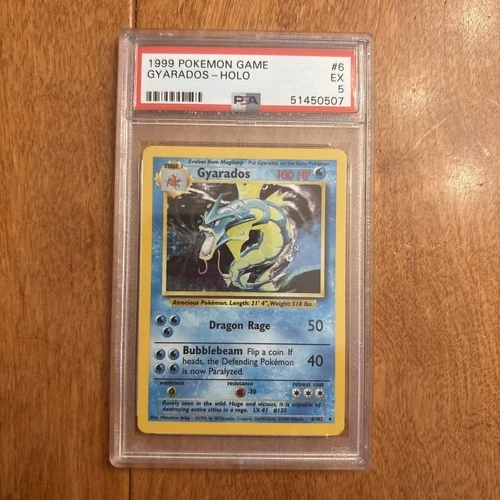 1999 Holo Rare Gyarados 6/102 Holo Swirl Base Set Pokémon Card TCG PSA 5