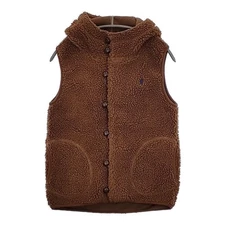 GYMPHLEX J-1069PL Buttoned Parka Boa Vest vest Brown 5-0904T△