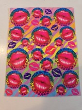 VTG Lisa Frank Sticker Sheet Kiss Lips Cheetah Print Rainbow Rare 90s Y2K