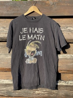 1990 s Vintage T-Shirt Je Hais Le Matin Vars Spirit Black