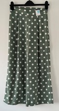 NEW PRIMARK Culottes Size 10 Green Polka Dot Wide Leg Cropped Trousers BNWT