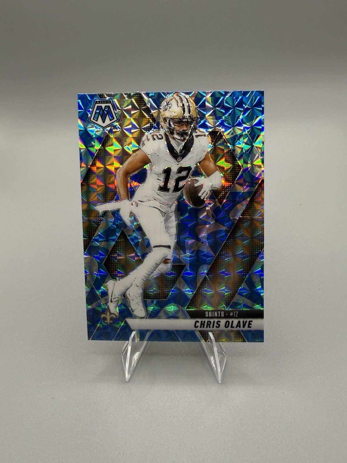 Chris Olave 2025 Panini Mosaic Blue Mosaic 92 New Orleans Saints