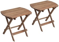 Outdoor Wood Accent Side End Tables 20" x 14" Set of 2 Natural for Patio