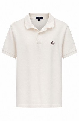 Fred Perry Men's Large Cream Polo Cotton Red Wreath Preppy
