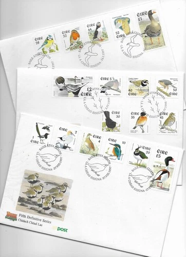 1997/1998 IRELAND BIRDS DEFINITIVE SERIES ON PRISTINE FDCs