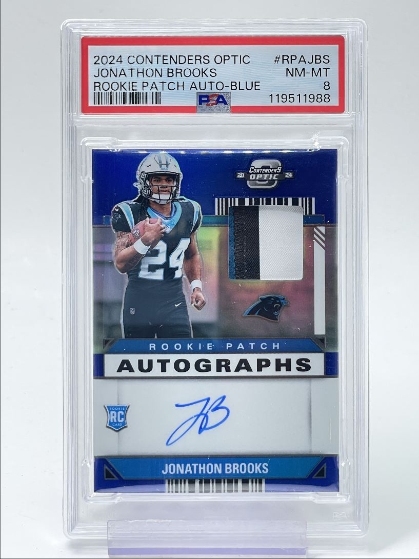 Jonathon Brooks Panini Contenders Optic Rookie Patch Autographs #RPAJBS Blue