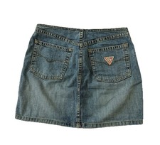 GUESS Jeans Mini Skirt Womens 24 Blue Mini USA Y2K Vintage Zip Front Boho