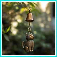 Cat Wind Chime 2025 New Unique Cat Garden Decor Outdoor Cat Statue Themed Gif...