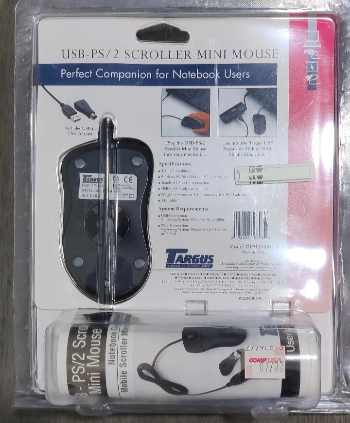 Vintage 2000 Targus USB - PS/2 Ball Scroller Mini Mouse - NIB Sealed - Image 2 of 3