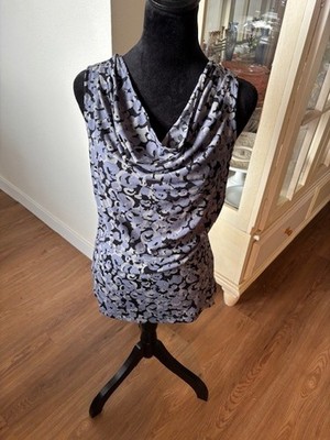 GNW Black/Gray Sleeveless Cowl Neck Tank Top Blouse NWT Small