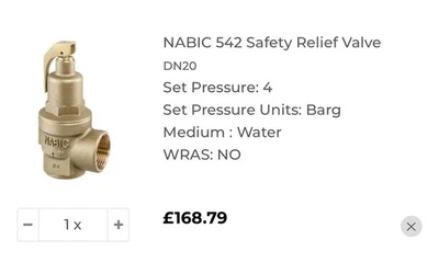 NABIC FIG 542 DN20 4 Bar Safety Relief Valve