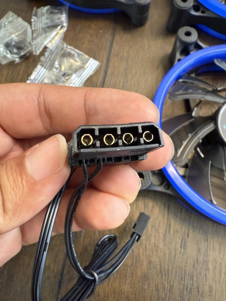 Apevia Blue LED PC Case Fans 3 Pack Molex 4 Pin Computer Case Cooling Set - Image 4 of 4