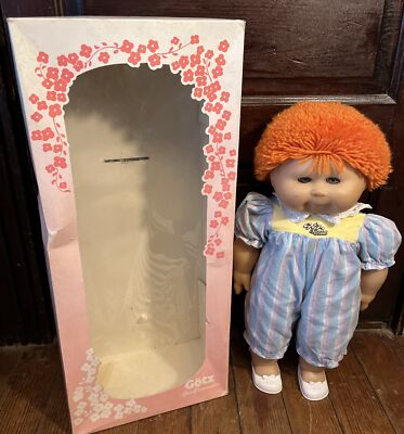 1980’s 18” GOTZ SOFT DOLL GERMAN CABBAGE PATCH STYLE RED/ORANGE HAIR VTG  RARE