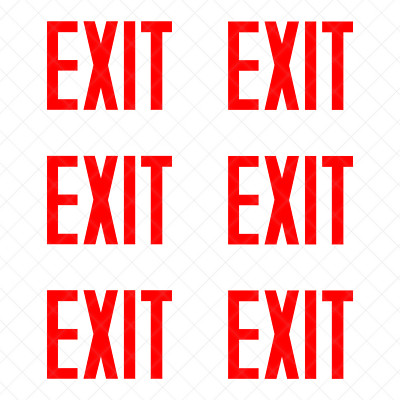 Set of 6 - ''EXIT '' Sign Symbol Vinyl Decals Stickers