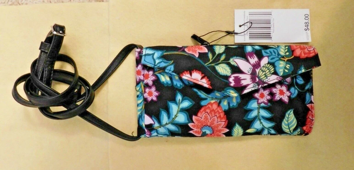 NEW VERA BRADLEY ICONIC RFID ENVELOPE CROSSBODY VINES FLORAL NWT