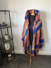 Vivienne Westwood Hooded Cloak Poncho Cape Shawl Vintage Gold Pin Wool Blend