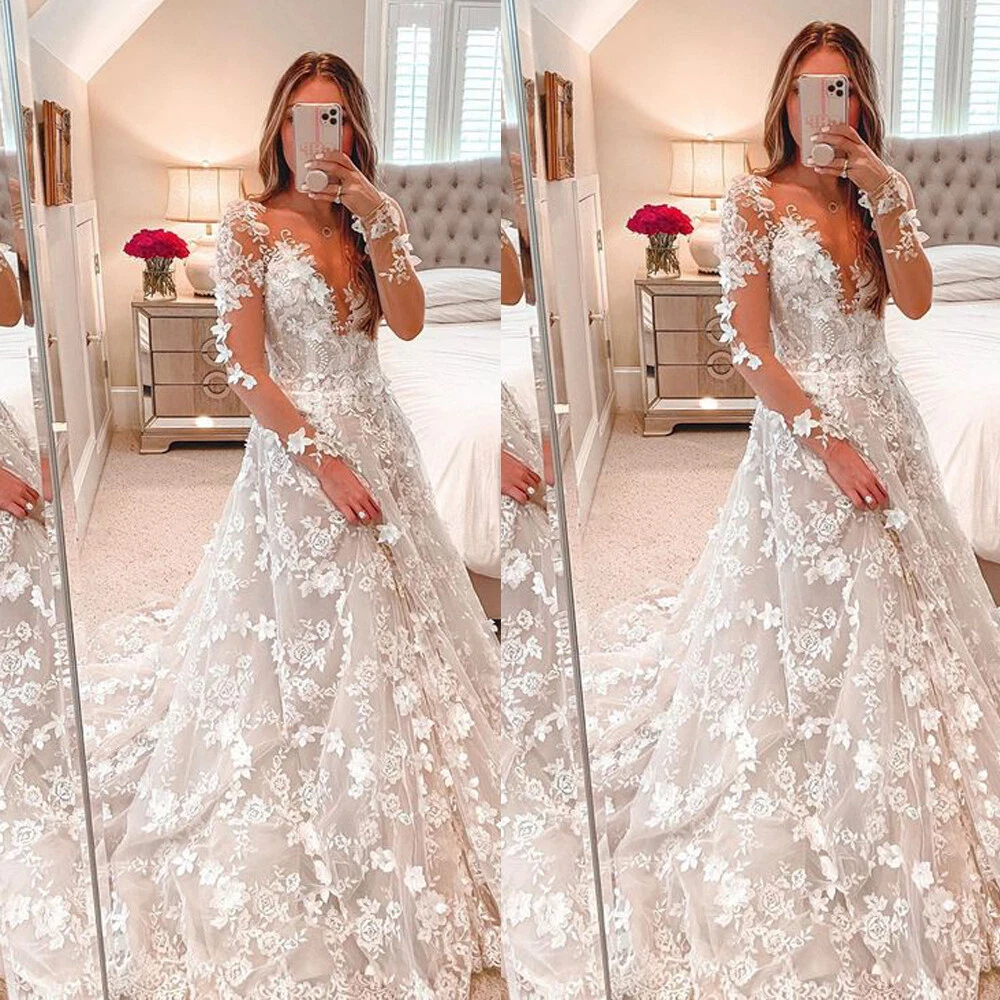 3d floral wedding dress