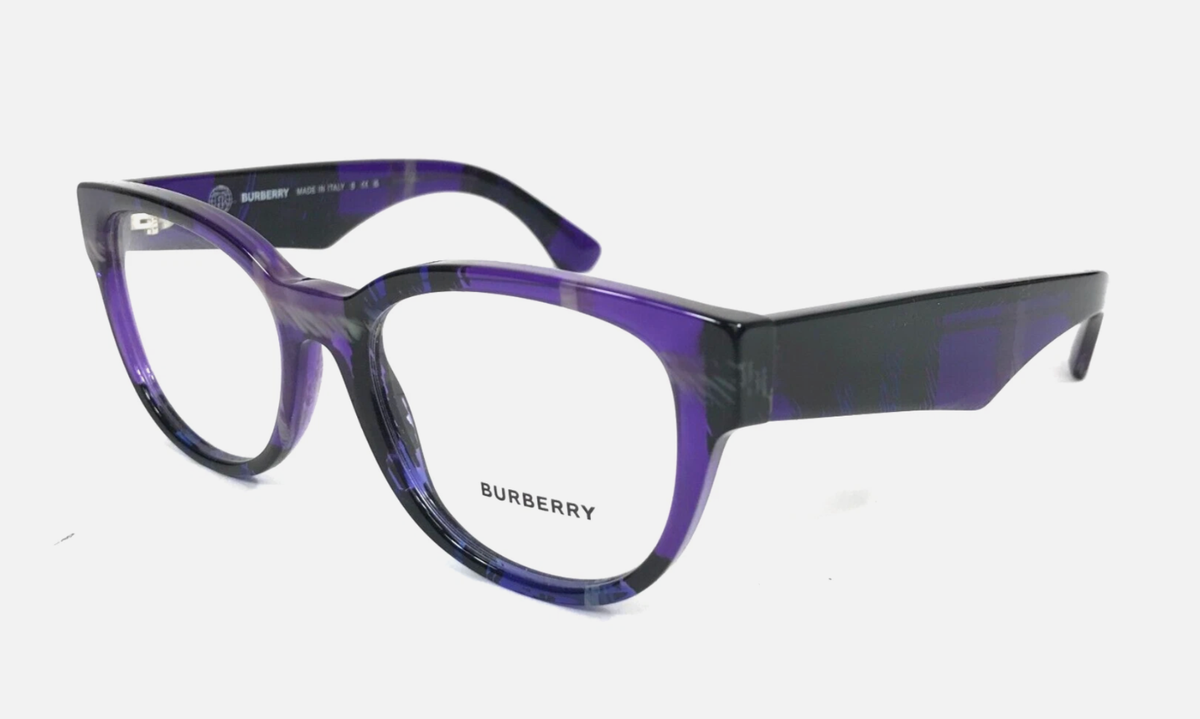 New BURBERRY Eyeglasses B 2410 4113 53-17 140 Violet Purple Check