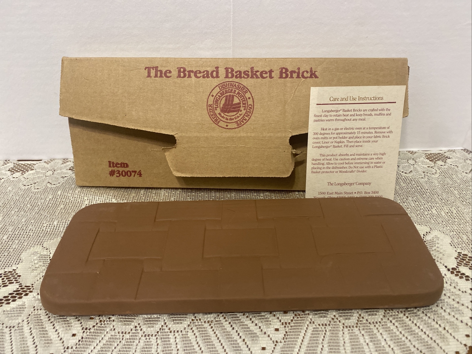 Longaberger Pottery The Bread Basket Brick 30074 Keep Breads Warm New