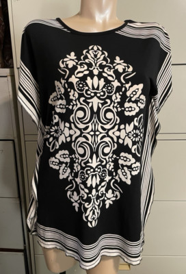 China Dolls Black & White Tunic Top Casual Size Small