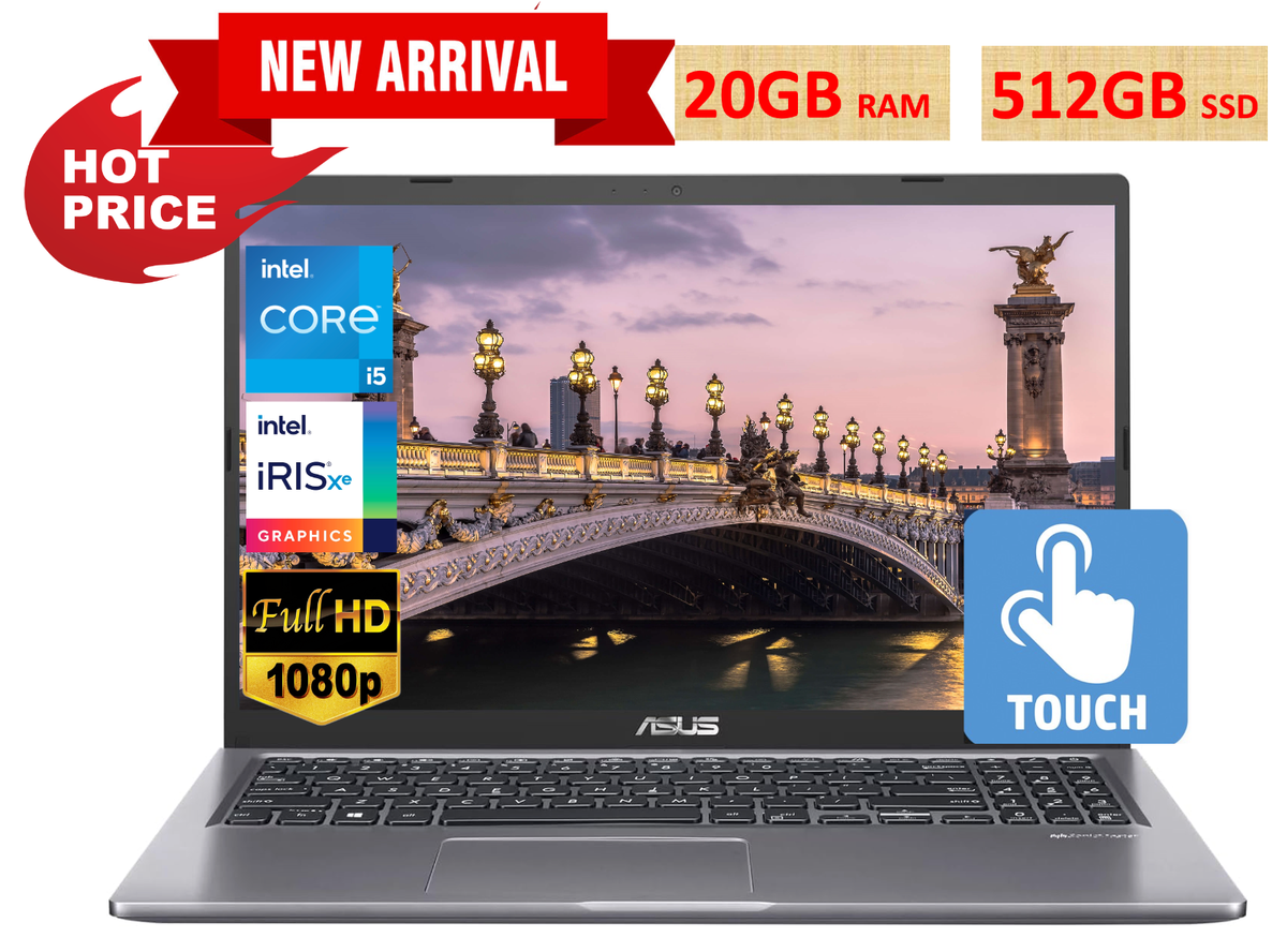 2024 ASUS Laptop Vivobook 15.6 FHD Touch Intel i5-1135G7 20GB RAM 