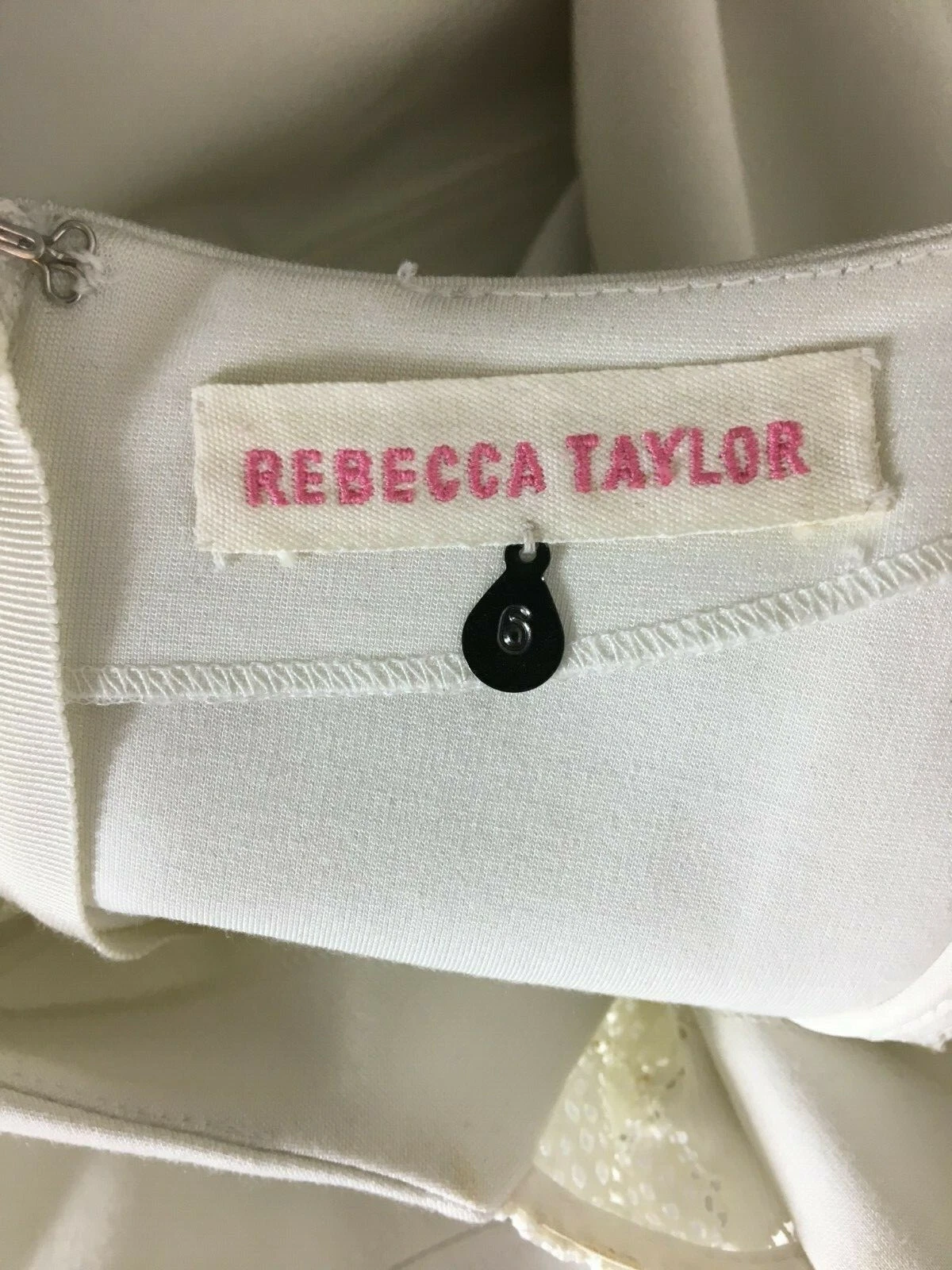 OFF WHITE REBECCA TAYLOR Vestibilità e Svasato Abito bianco bianco sporco con rifiniture in pizzo 6