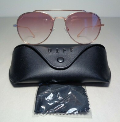 DIFF Eyewear NOA Rose Gold Wine New Women's Aviator Sunglasses